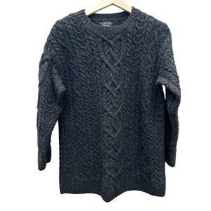 The Limited 100% Wool Cable Knit Sweater Charcoal Grey Womens Small 90's Vintage